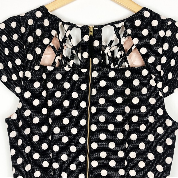 Anthropologie Maeve Nikola Polka Dot Mini Dress | Black White | Size 4 - Picture 11 of 14